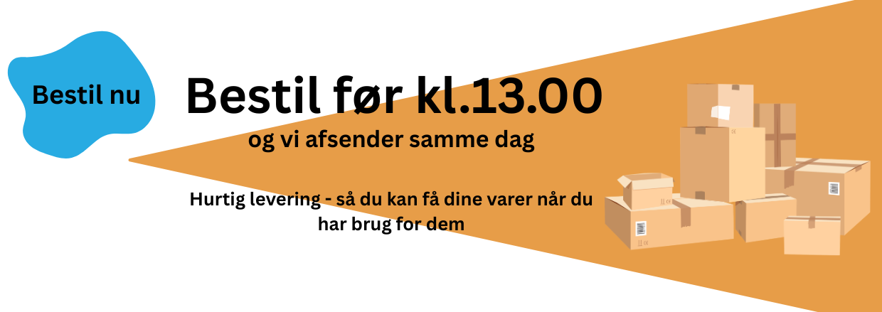 Bestil før kl. 13 for levering samme dag
