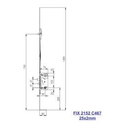 Paskvil 2152 C-467 1300mm overdel 25mm skinne. Dorn 50mm, FIX